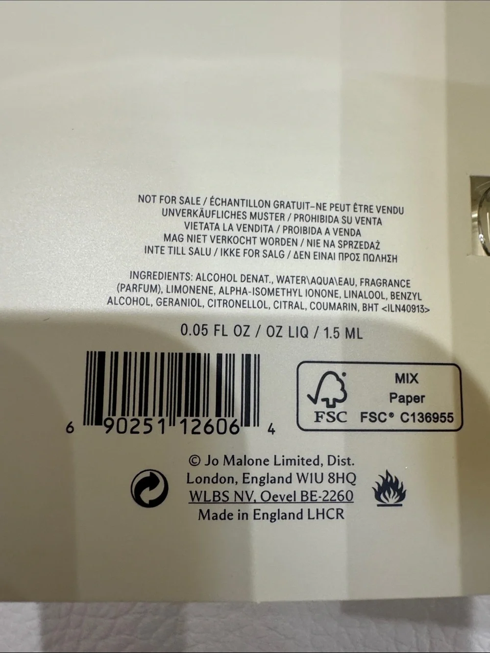2x Jo MALONE London Wood Sage & Sea Salt Samples 0.05oz/1.5mL Mini Sprays